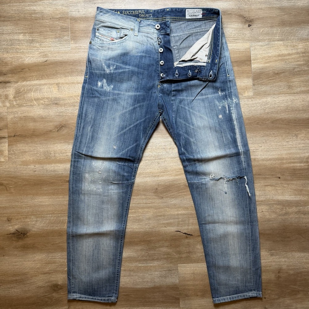 Diesel Jeans Men 30x27 Narrot Regular Carrot Fit Designer Italy 0811A (Hemmed)
